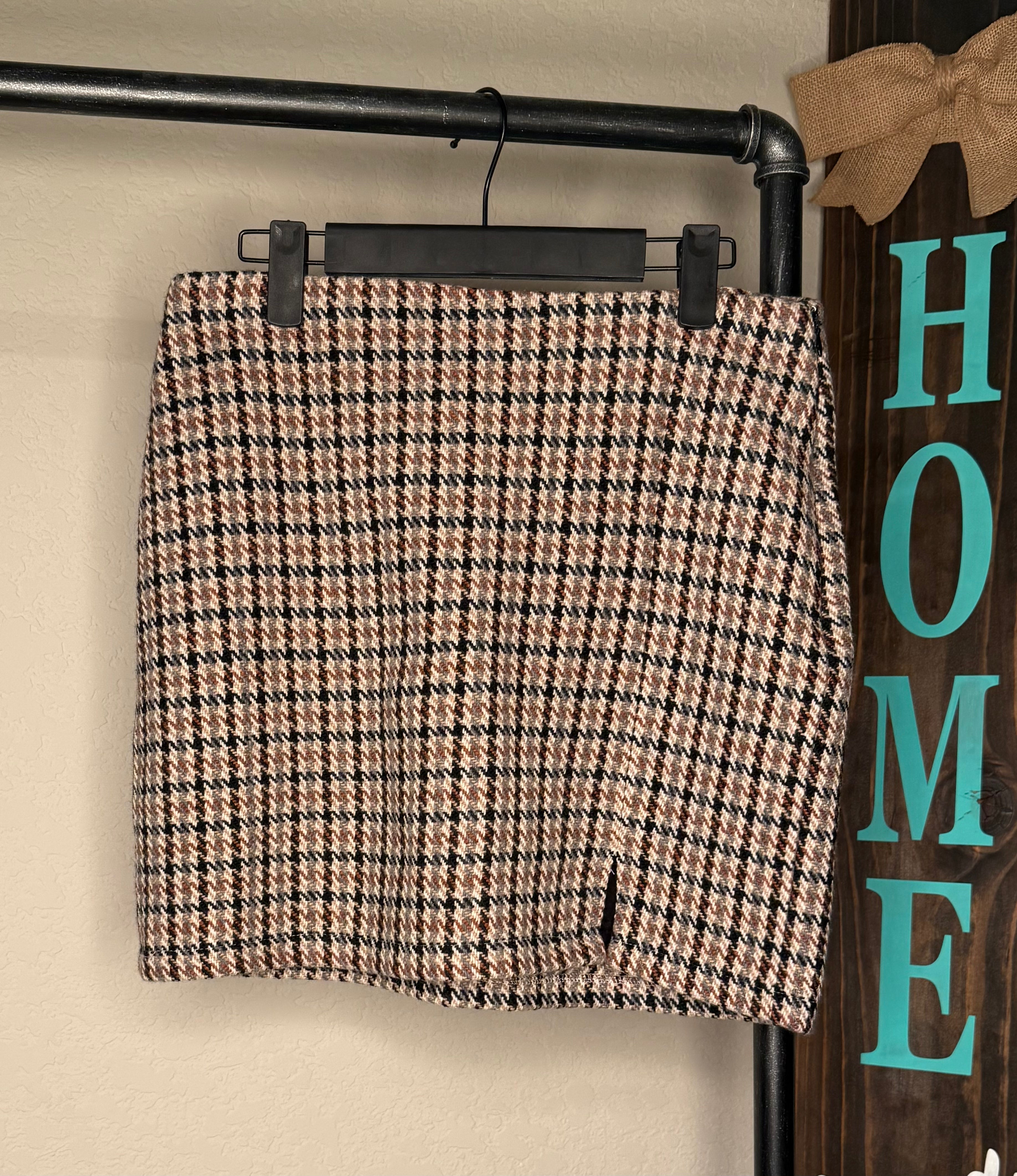 Espresso Plaid Skirt
