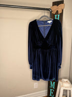 Holiday Deep Blue Velvet Dress