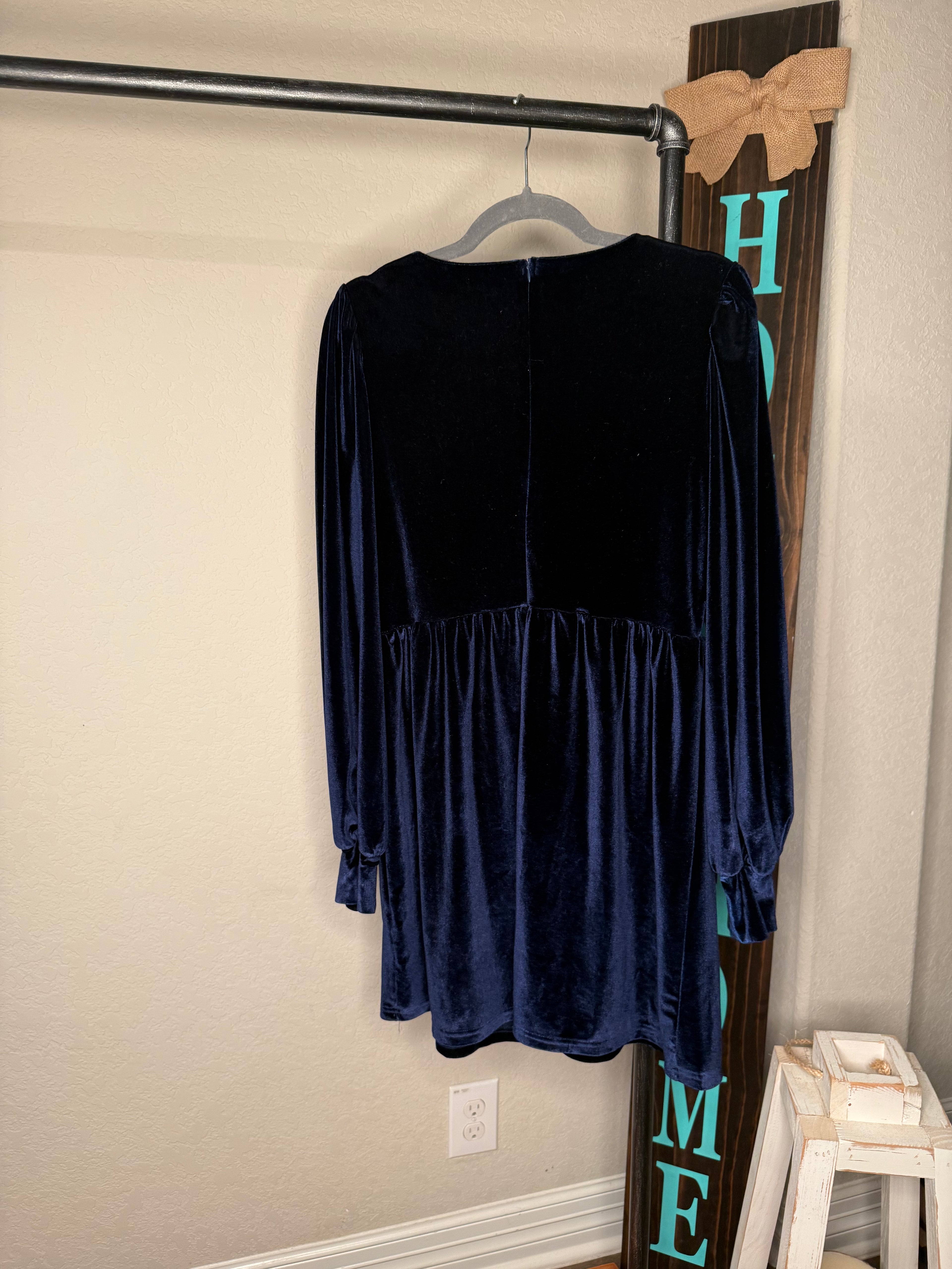 Holiday Deep Blue Velvet Dress